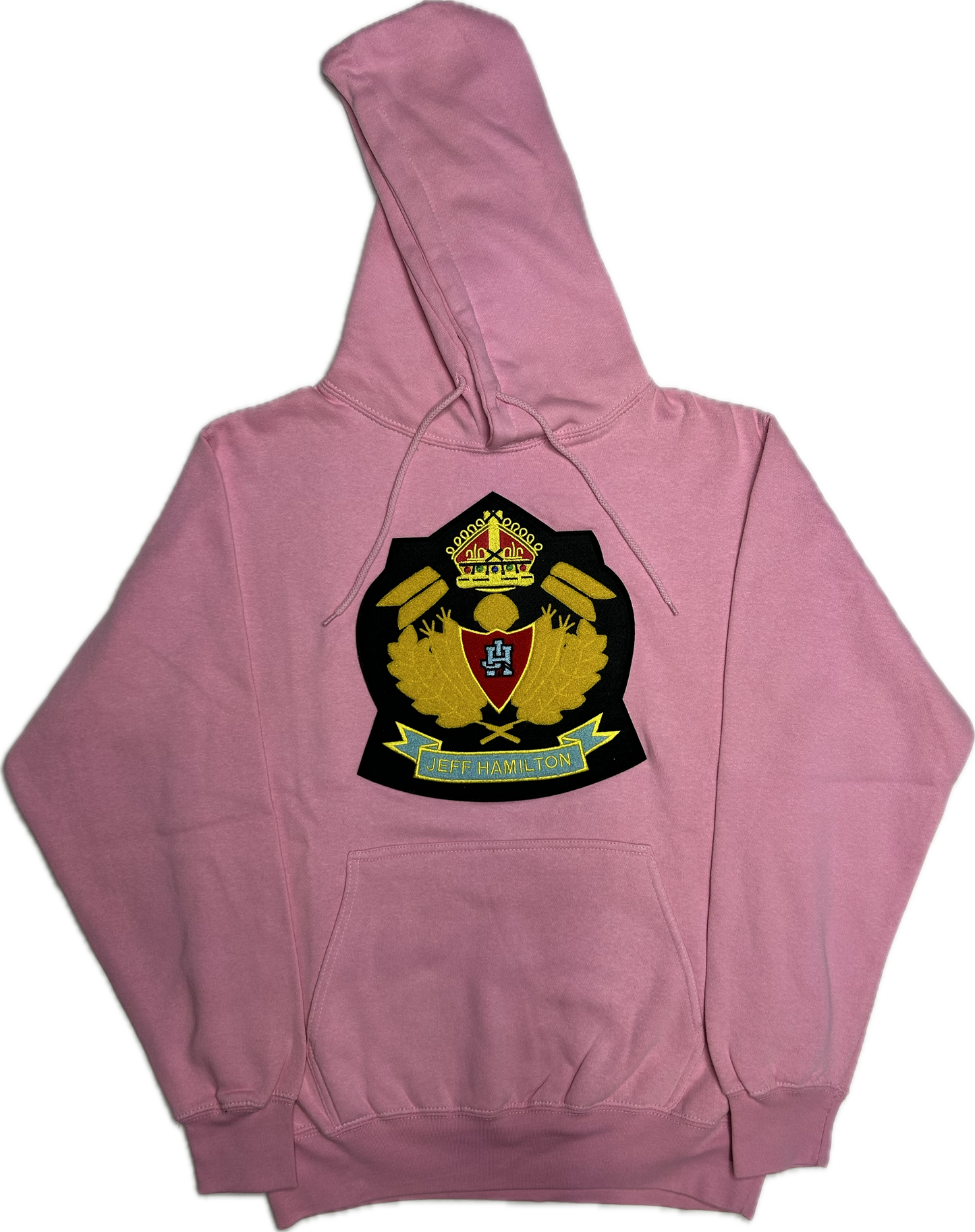 JEFF HAMITLON YELLOW AND BLUE PATCH PINK HOODIE