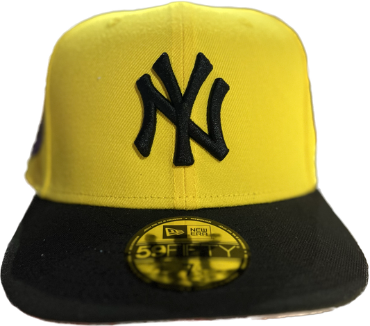 YANKEES 59FIFTY NEW ERA CAP EXCLUSIVE 1999 WORLD SERIE SIDE PATCH BLACK AND YELLOW