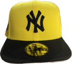 YANKEES 59FIFTY NEW ERA CAP EXCLUSIVE 1999 WORLD SERIE SIDE PATCH BLACK AND YELLOW