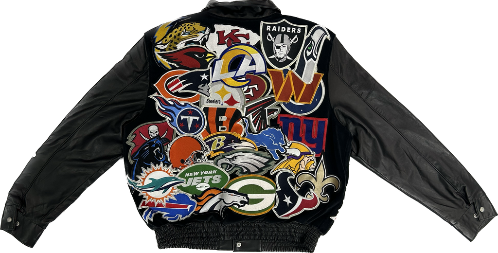 NFL MEGAPATCH WOOL & LEATHER JACKET Black – Jeff Hamilton Shop