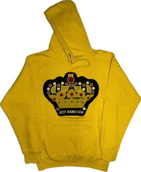 JEFF HAMITLON BLACK AND YELLOW CROWN PATCH YELLOW HOODIE