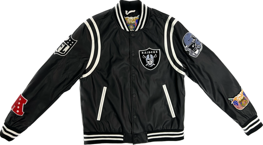 LAS VEGAS RAIDERS VEGAN LEATHER JACKET Black/White