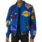 NBA COLLAGE WOOL & LEATHER JACKET Teal