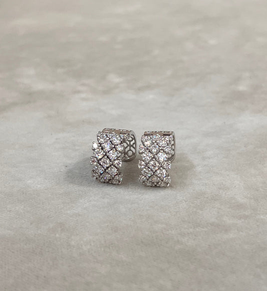 Aretes diamantes oro blanco 14k