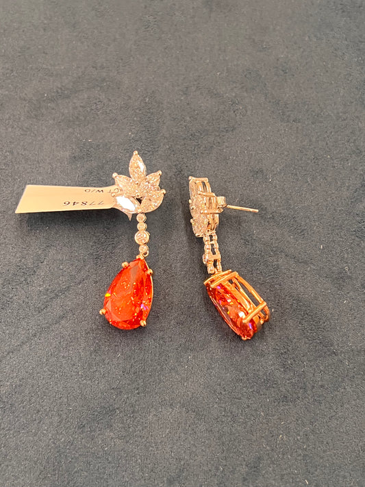 Aretes diamantes rojos oro 14k
