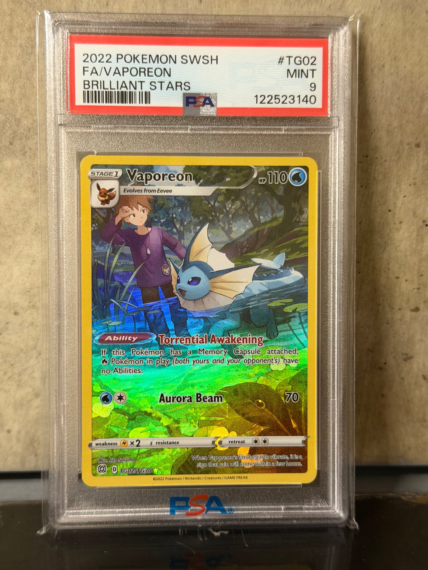 2022 POKEMON SWSH FA/VAPOREON BRILLIANT STARS #TG02 MINT 9 PSA