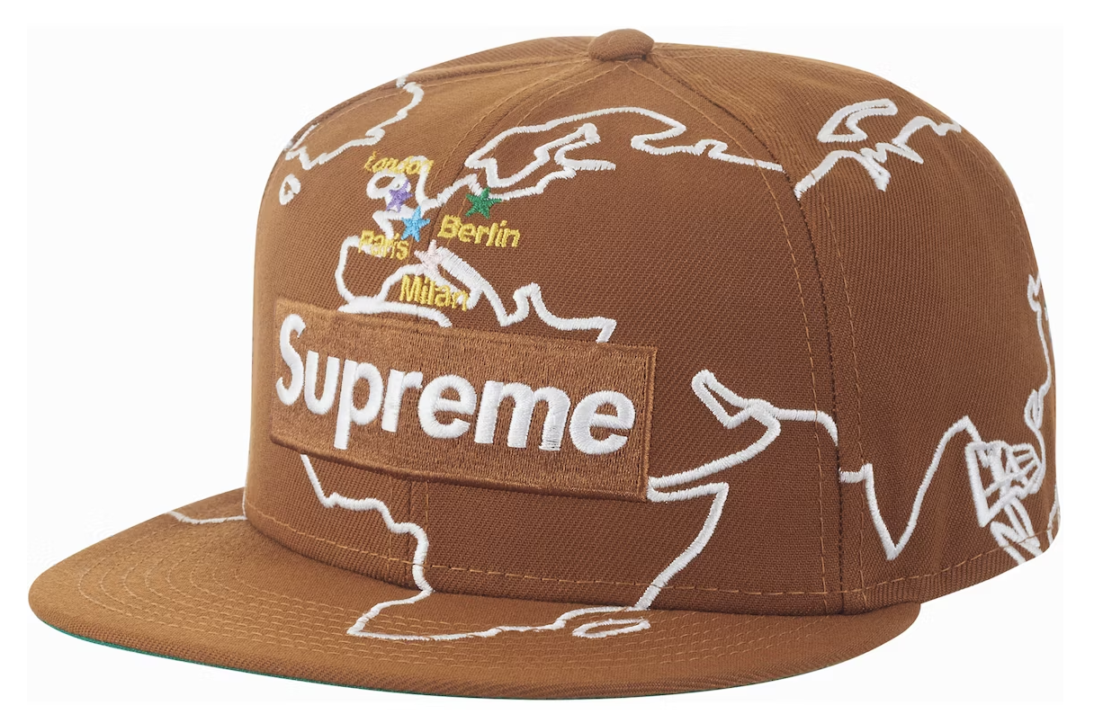 Supreme Worldwide Box Logo New Era Hat Brown