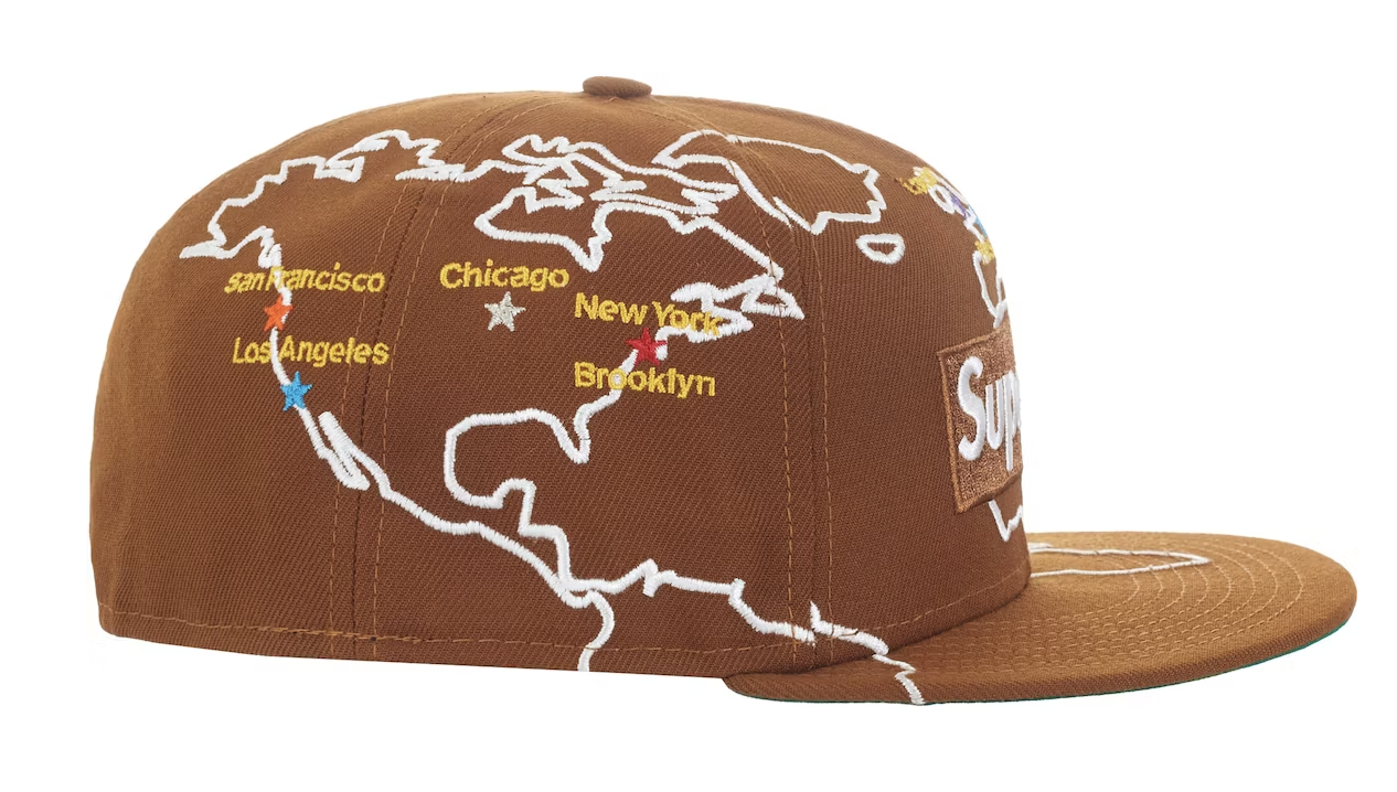 Supreme Worldwide Box Logo New Era Hat Brown