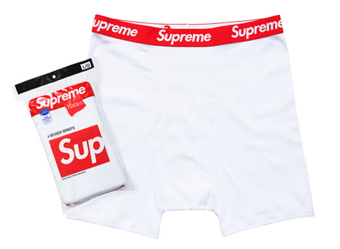 Supreme Hanes Boxer Briefs (4 Pack) White