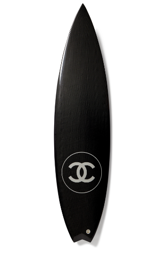 Chanel Black and White Carbon Fiber, Polyuerathane, and Fiberglass, CC Surfboard