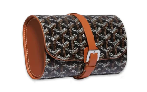 GOYARD DOUBLE TRAVEL WATCH CASE "BLACK/BROWN"