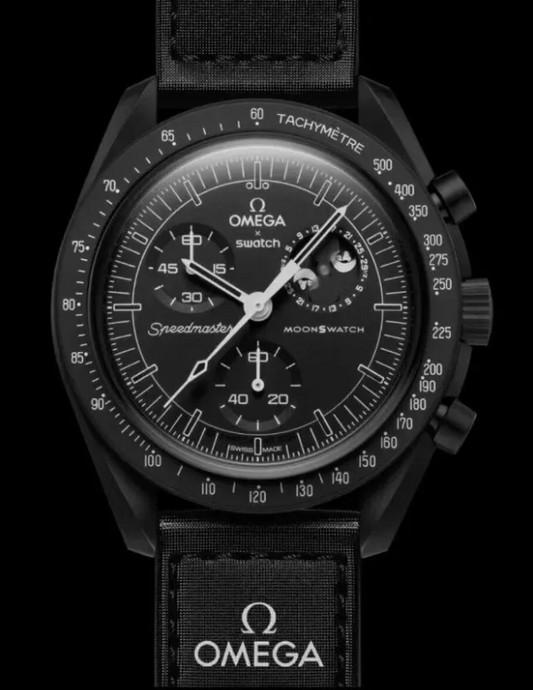 Swatch x Omega Bioceramic Moonswatch Mission To Moonphase Snoopy Black