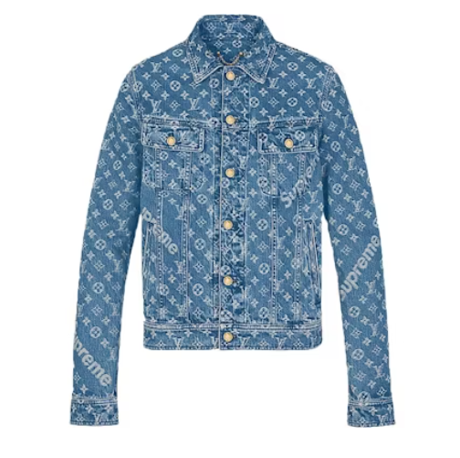 Supreme x Louis Vuitton Jacquard Denim Trucker Jacket Blue