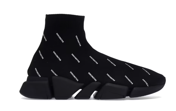 Balenciaga Speed Trainer 2.0 All Over Logo Black White