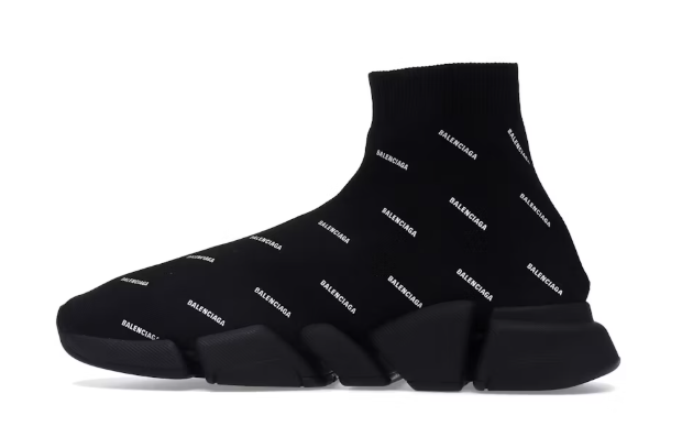 Balenciaga Speed Trainer 2.0 All Over Logo Black White