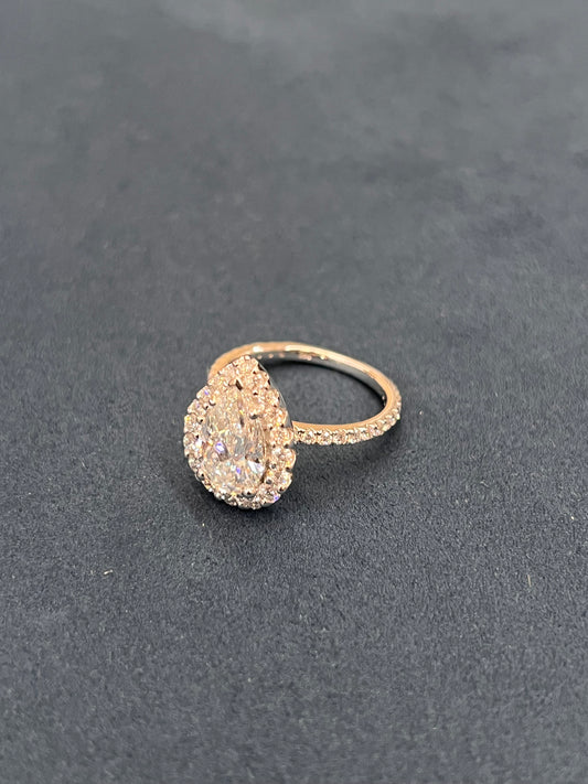 Anillo diamantes oro blanco 14k