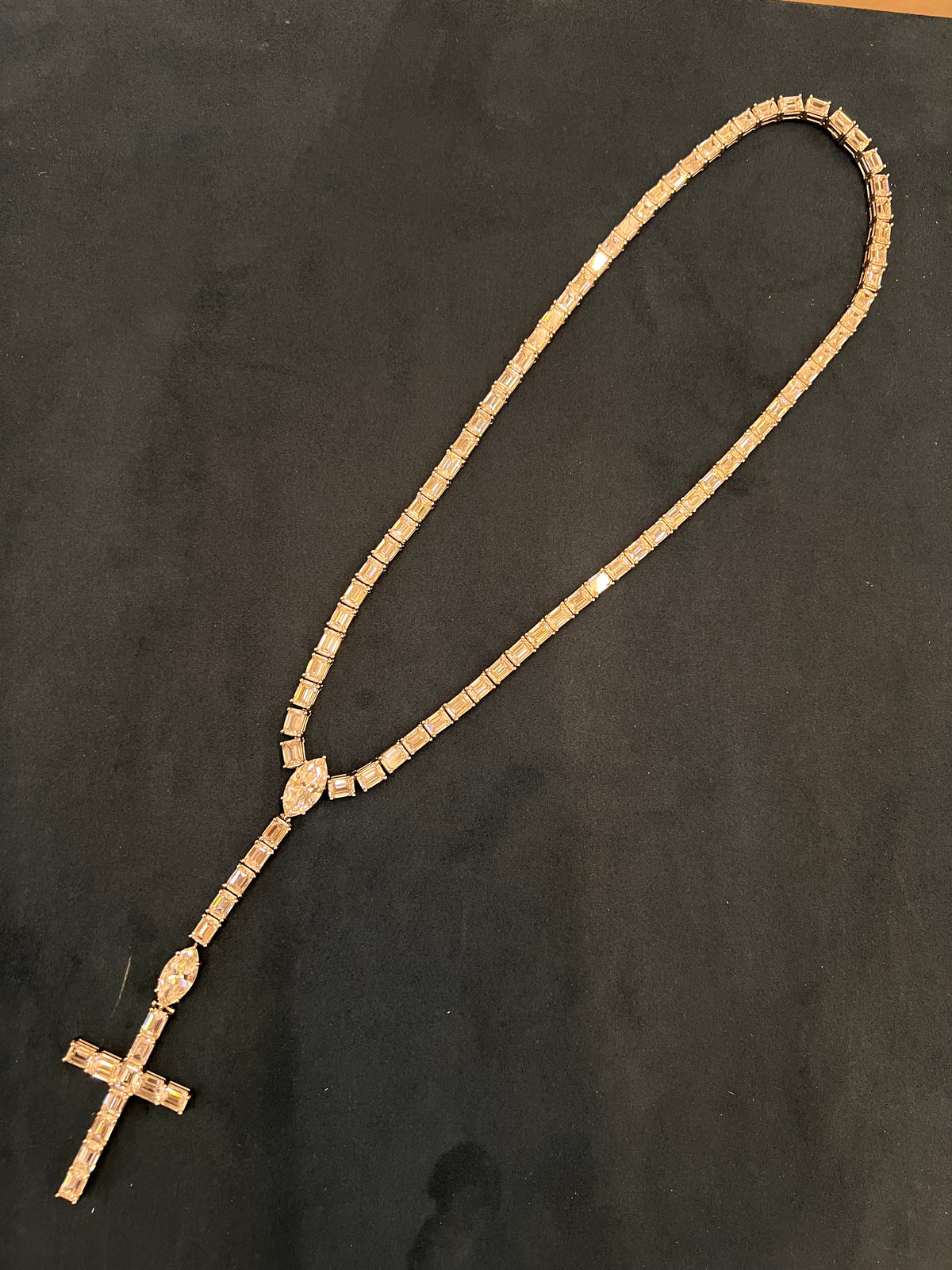 Collar diamantes oro blanco 14k