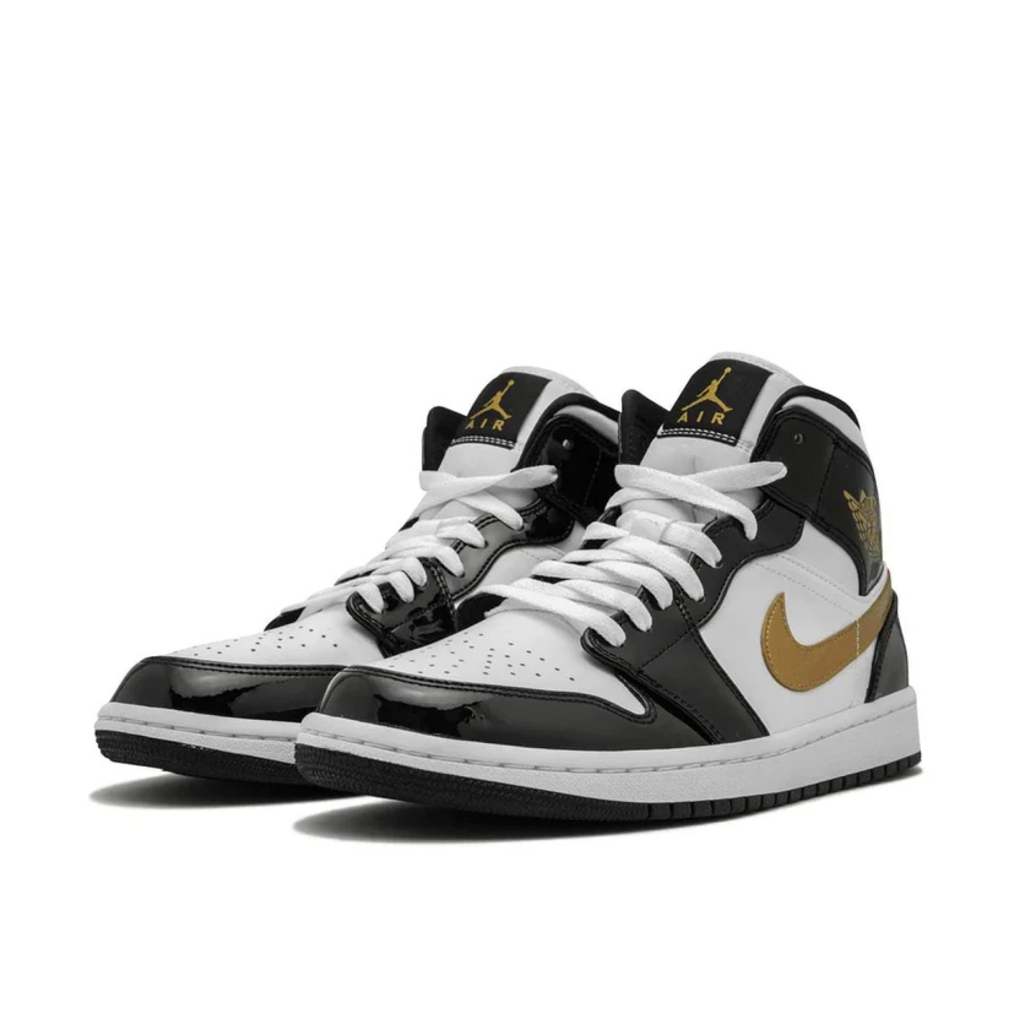 Air Jordan 1 Mid Patent Black White Gold (GS)