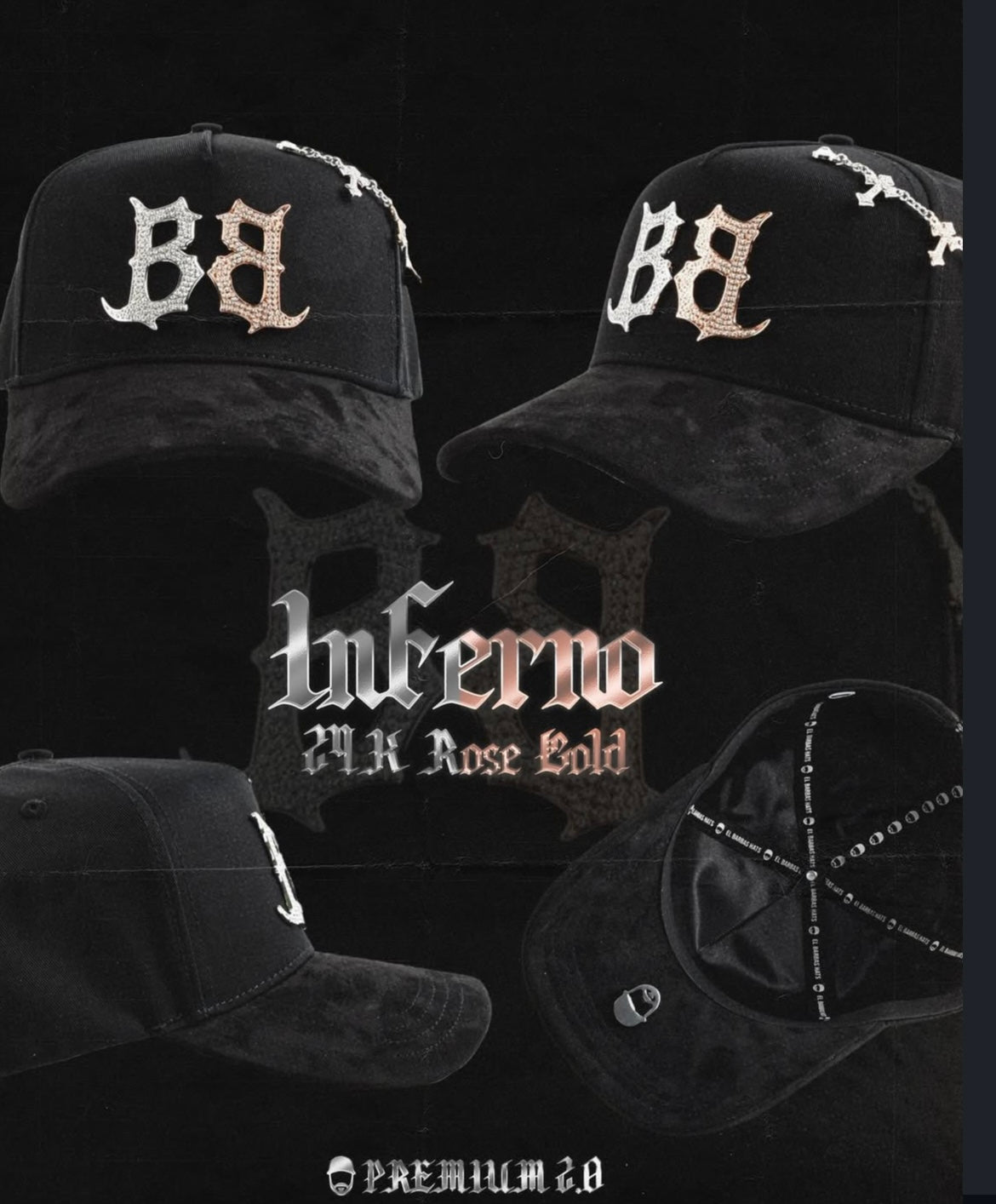 Gorra Barbas Hats "INFERNO" 24k Rose Gold (PREVENTA)