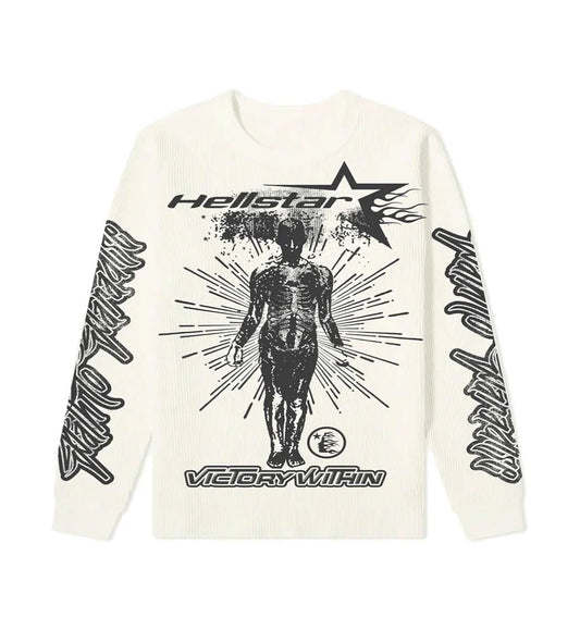 HELLSTAR STUDIOS VICTORY WITHIN THERMAL LONG SLEEVE CREAM