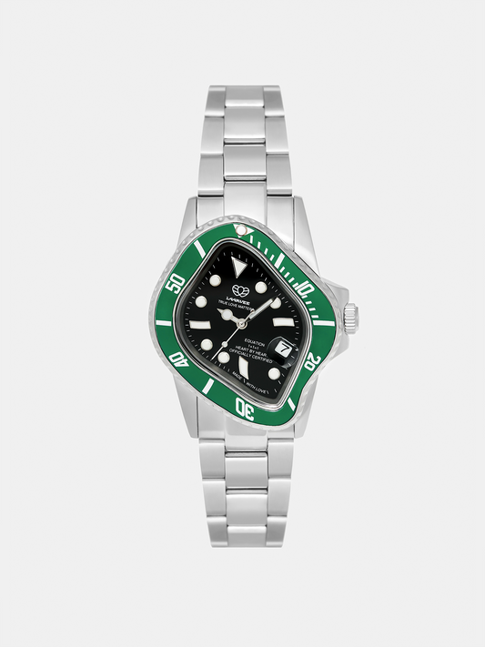 SLIVER PRECISION STEEL: GREEN BEZEL & BLACK DIAL LAARVEE PEA001