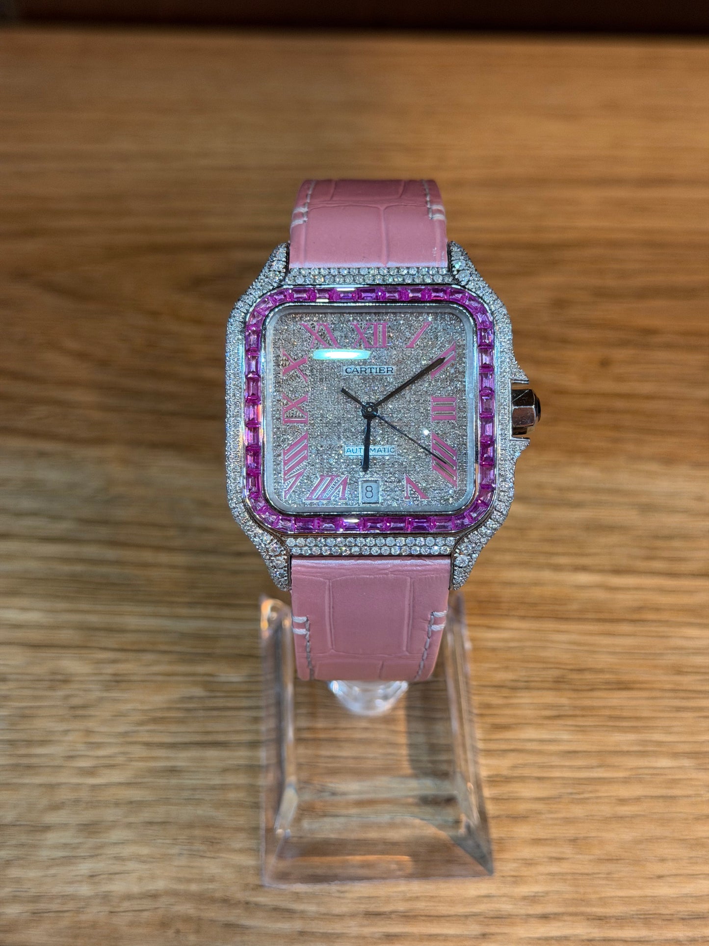 Cartier Santos Full Ice Rosa