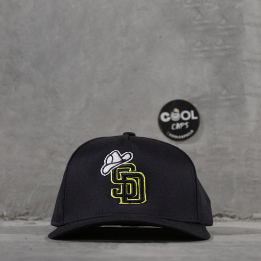 GORRA CUSTOM SAN DIEGO BLACK YELLOW HAT ADJUSTABLE