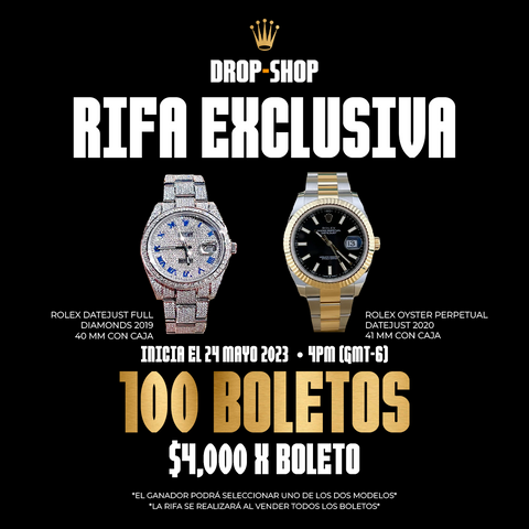 Rifa Rolex Full Diamonds and Gold 100 Boletos