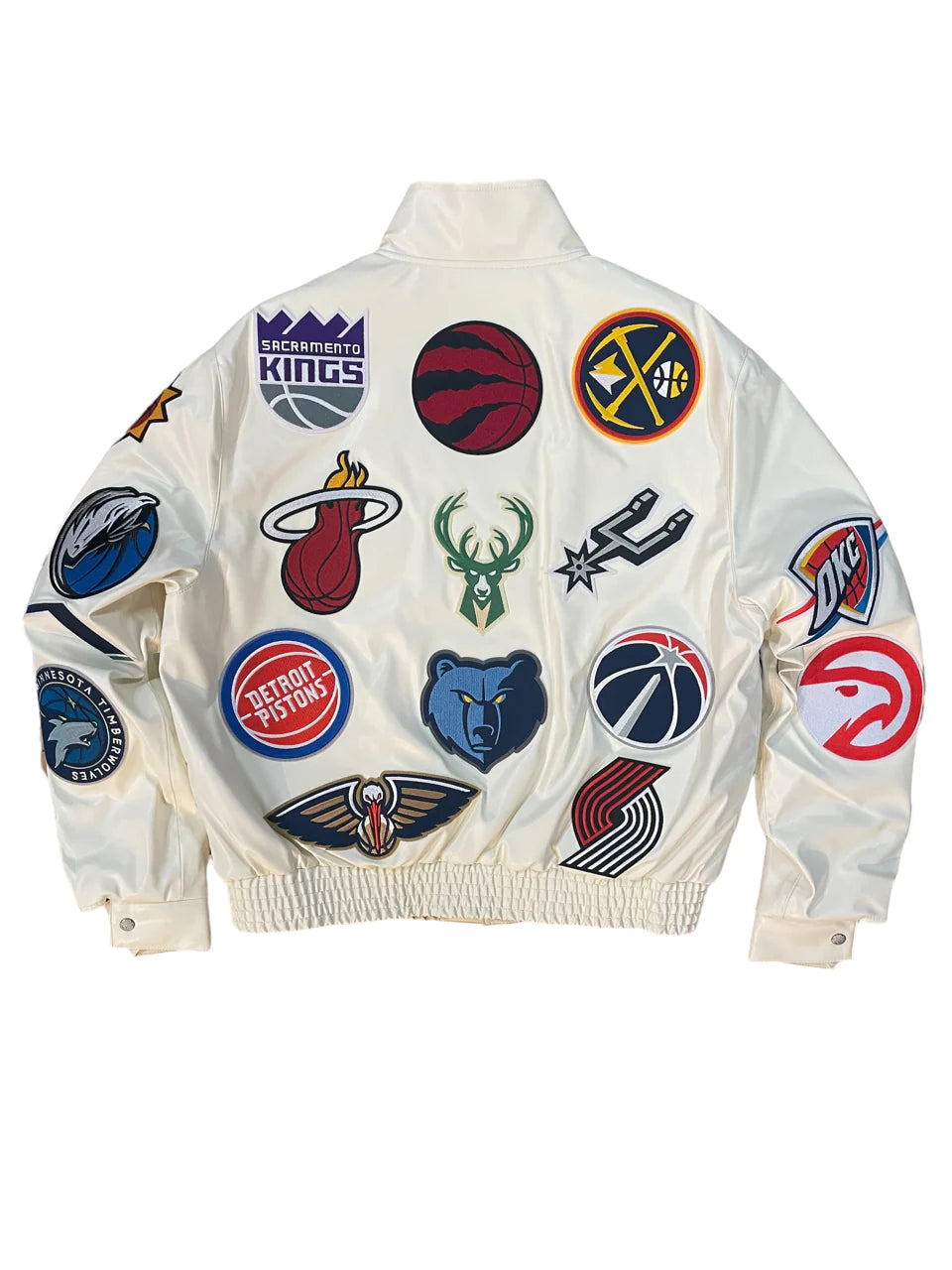 NBA COLLAGE VEGAN LEATHER JACKET Off White