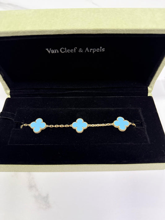 Bracelet Tipo Van Cleef & Arpels Vintage Alhambra Turquesa
