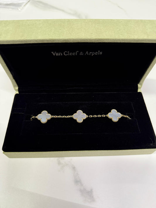 Bracelet Tipo Van Cleef & Arpels Vintage Alhambra White