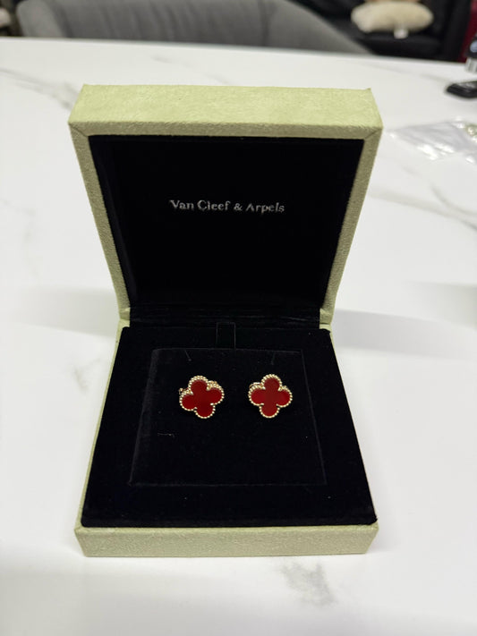 Earring Tipo Van Cleef & Arpels Vintage Alhambra Red