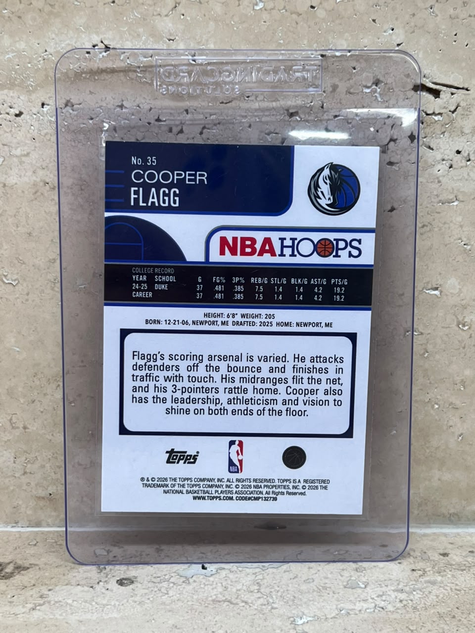 2025 Topps NBA Hoops Cooper Flagg Light Burst #35 Rookie Card