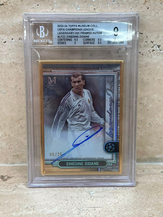 Topps Museum Collection 2023-24 UEFA Champions League Zinedine Zidane Legendary Ink Framed Auto 06/25