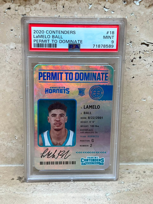 2020-21 Panini Contenders Permit to Dominate LaMelo Ball Rookie Card #18 PSA 9 MINT