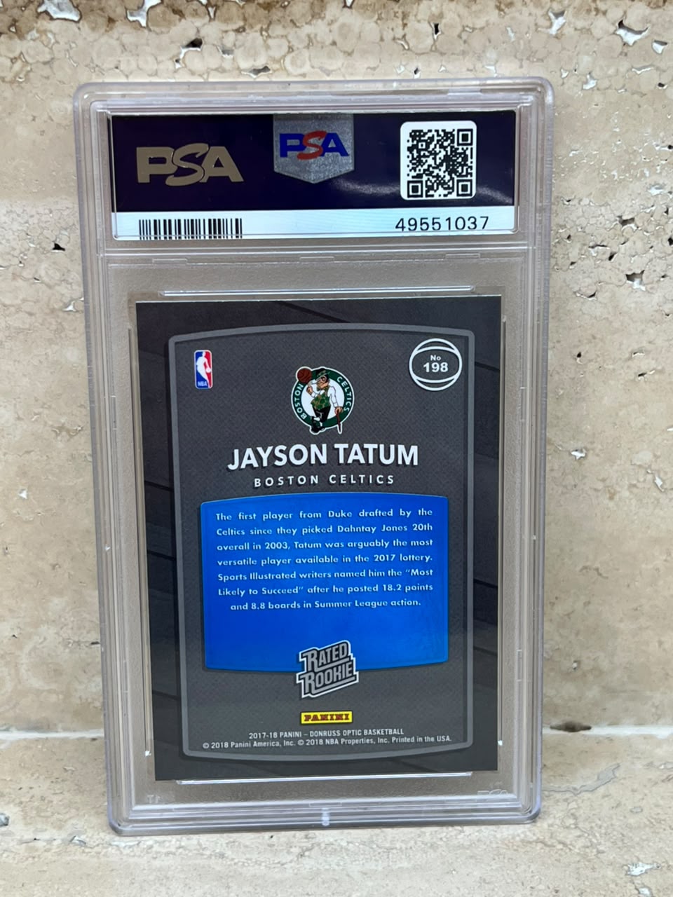 2017-18 Panini Donruss Optic Rated Rookie Jayson Tatum #198 PSA 9 MINT