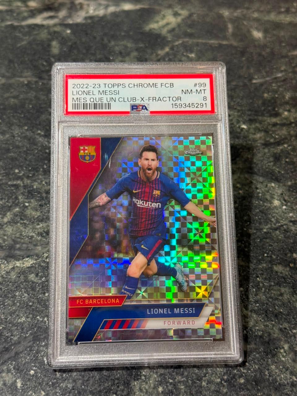 Lionel Messi 2022 Topps Chrome FC Barcelona X-Fractor