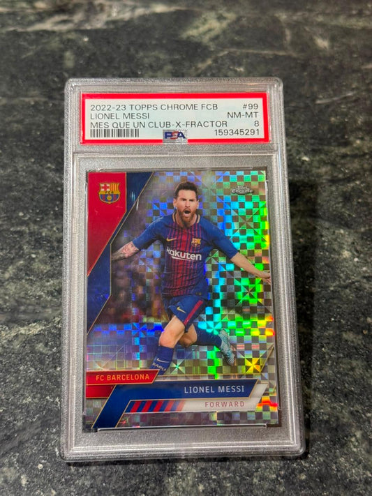 Lionel Messi 2022 Topps Chrome FC Barcelona X-Fractor