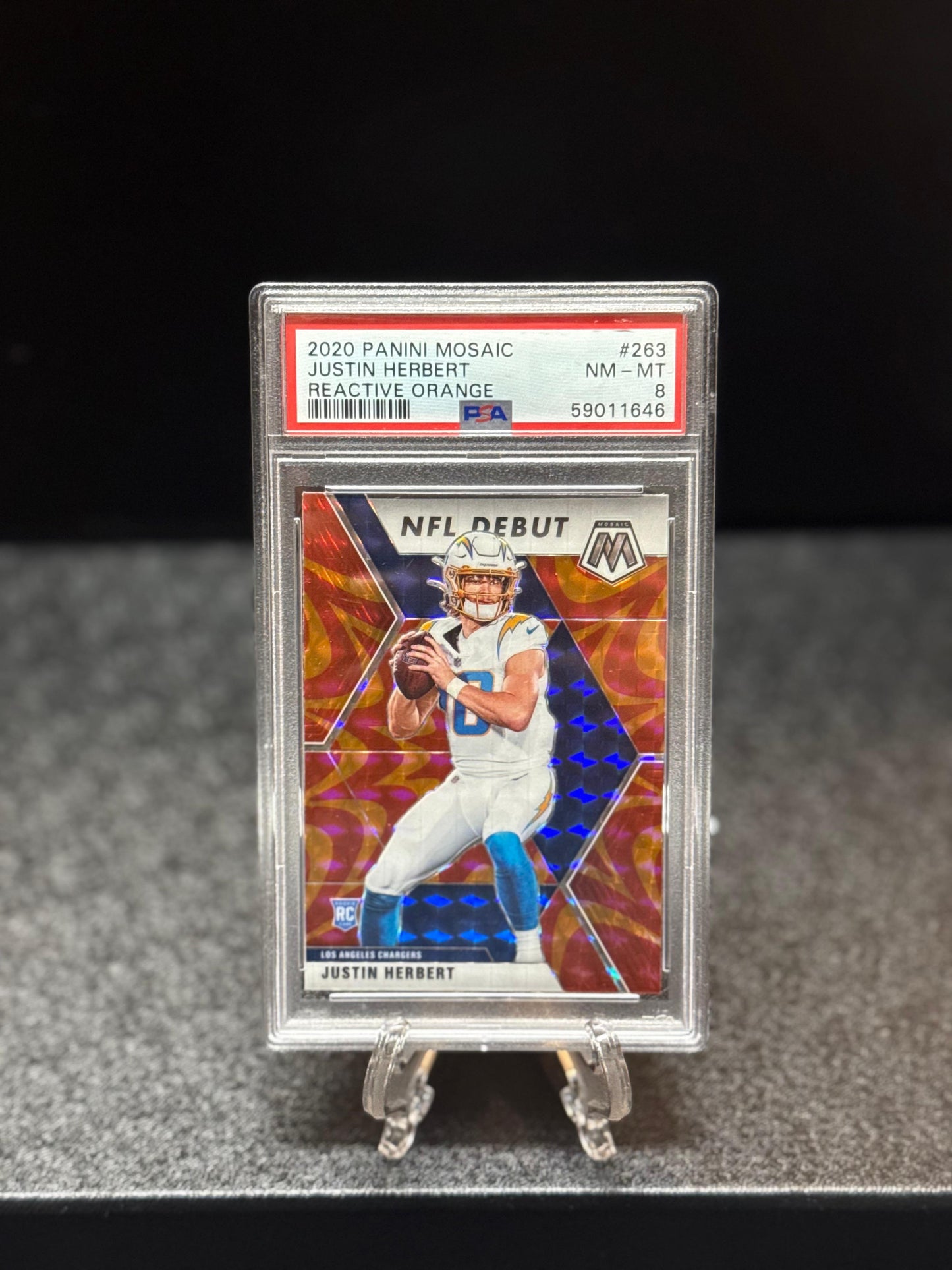 Justin Herbet 2020 Panini Mosaic NFL Debut Reactive Orange