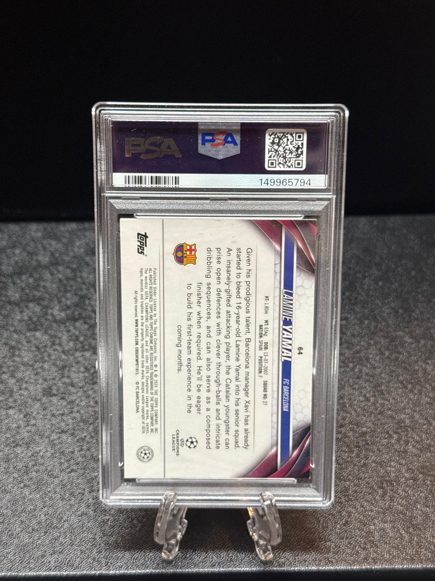 Lamine Yamal 2023-24 Topps Chrome Aqua Prism Rookie Card