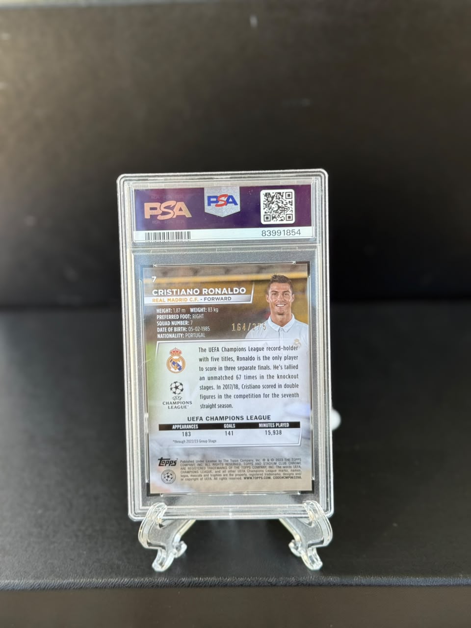 Cristiano Ronaldo 2022-23 Topps Chrome Stadium Club Aqua Wave /275