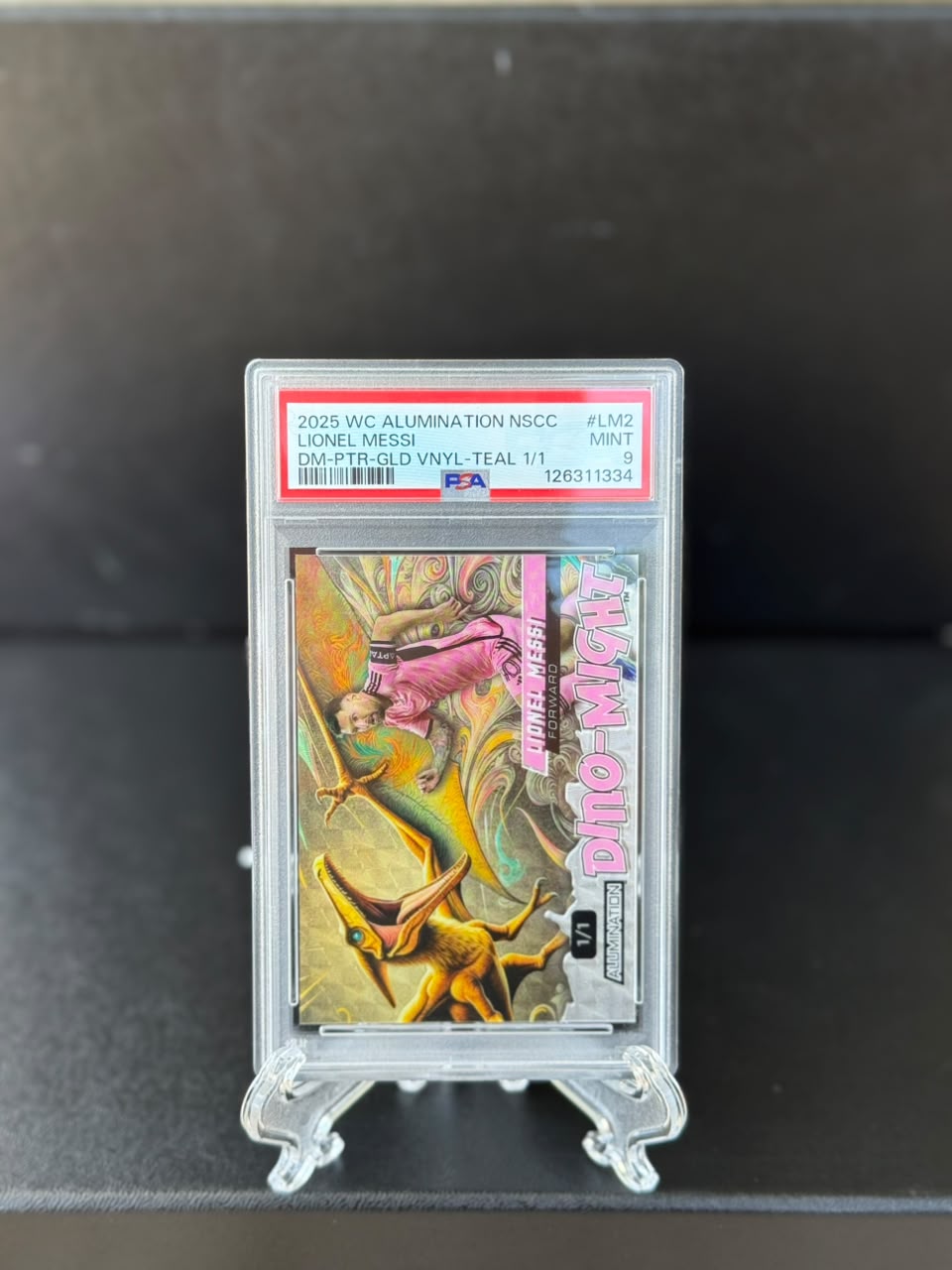 Lionel Messi 1/1 2025 Wild Card Dino Might Gold Vinyl