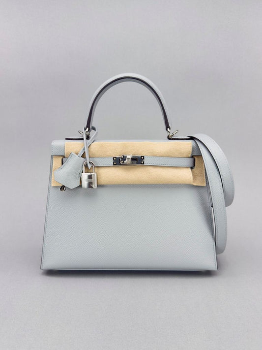 Hermes Kelly 25 Epsom Blue Glacier Palladium Hardware