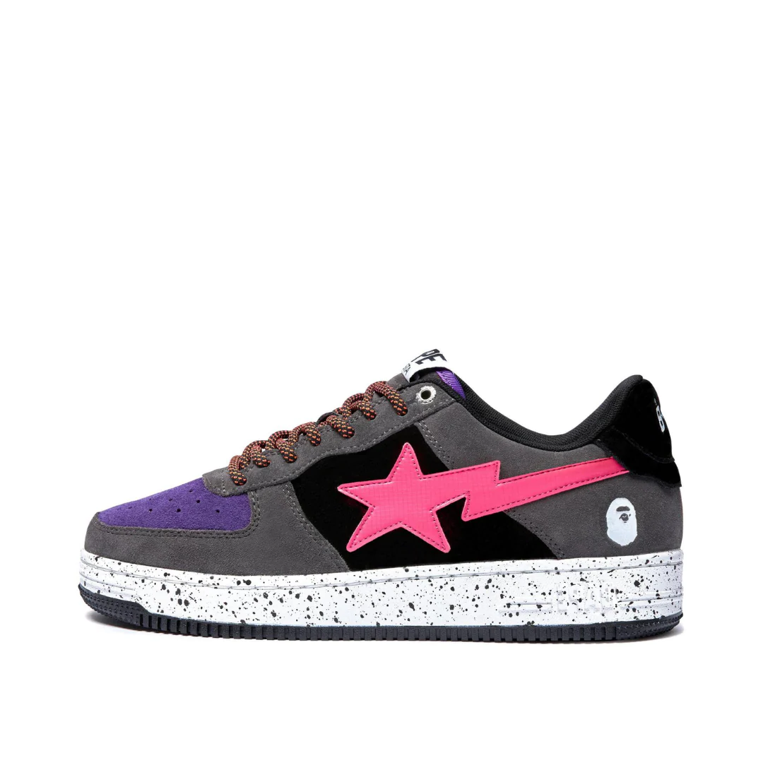 A Bathing Ape Bape Sta Black Grey Pink Suede