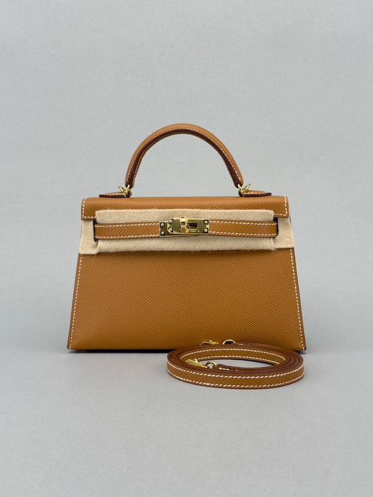 Hermes Mini Kelly 20 Epsom Gold Gold Hardware