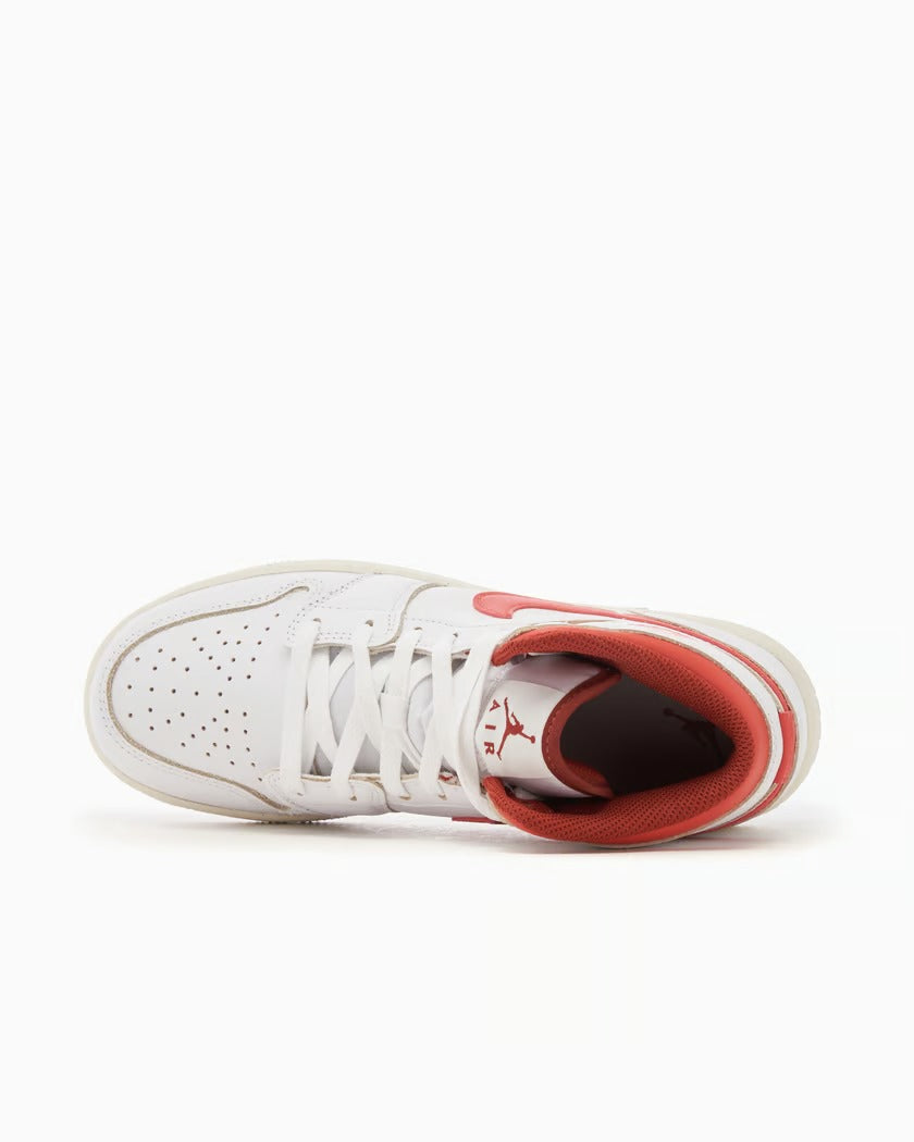 Air Jordan 1 Mid SE 'White Dune Red' (GS)