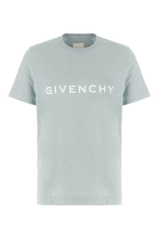 GIVENCHY LOGO PRINTED MINERAL BLUE T-SHIRT