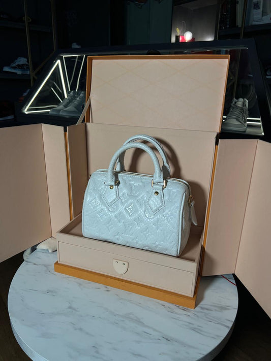 Bolsa Speedy Louis Vuitton piel de piton blanca