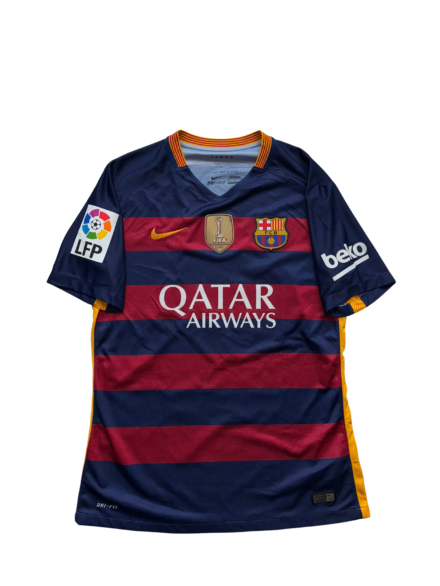 Jersey de Dani Alves - FC Barcelona - Versión Utilería - Temporada 2015/2016 (La Liga, con Parche de Campeón del Mundial de Clubes)