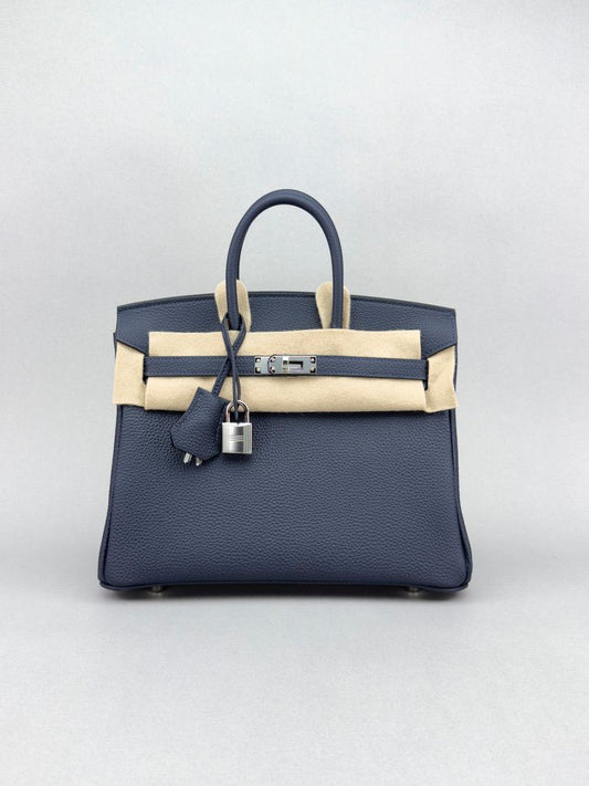 Hermes Birkin 25 Togo Blue Nuit Palladium Hardware